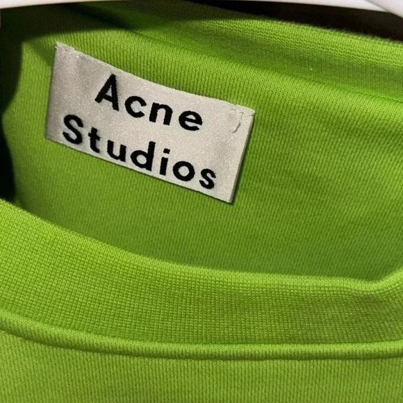 ACNE STUDIOS Auth LUX Nash Face Paint Neon Green Pullover Sweatshirt LS XS - Picture 7 of 11